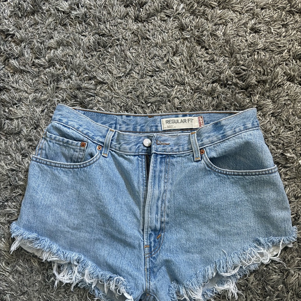 Levi's 505 Blue Jean Shorts Distressed Cut-Off Style